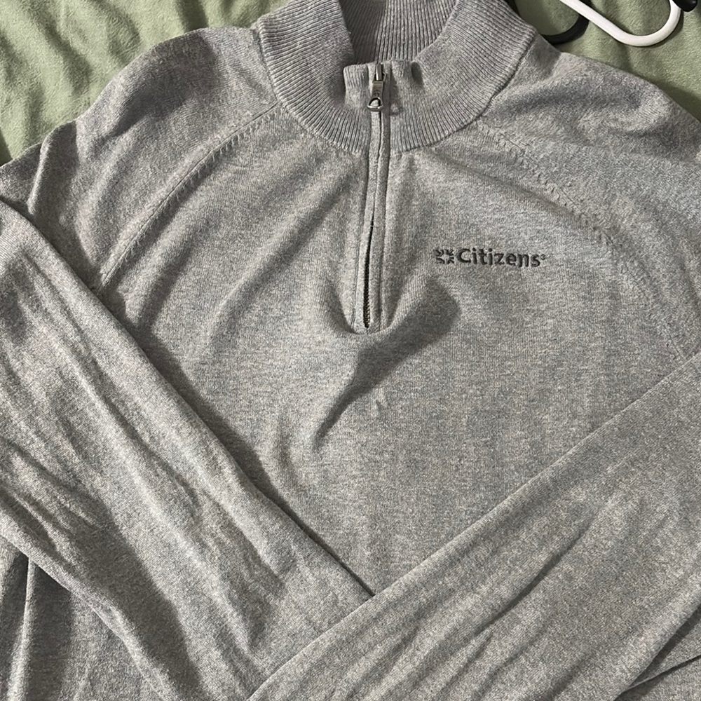 Brooks Brothers Gray Zip Up Sweater with Heathered Texture